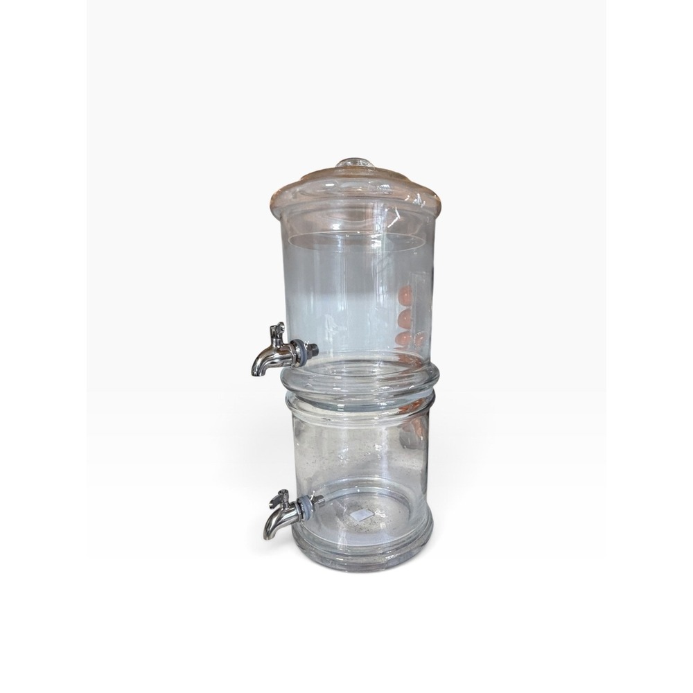 Pottery Barn Double Stacked Glass Beverage Dispenser Stainless Steel Spigots
